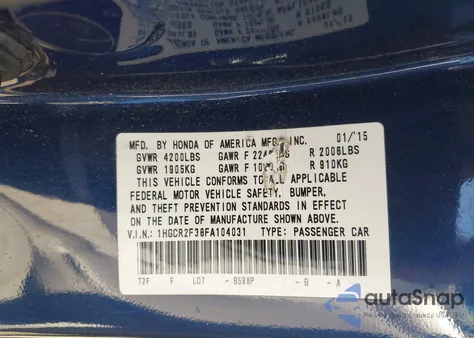 2015 Honda Accord Lx z USA, uszkodzony, nr VIN 1HGCR2F38FA104031